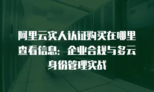 阿里云实人认证购买在哪里查看信息：企业合规与多云身份管理实战