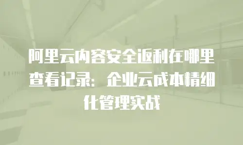阿里云内容安全返利在哪里查看记录：企业云成本精细化管理实战