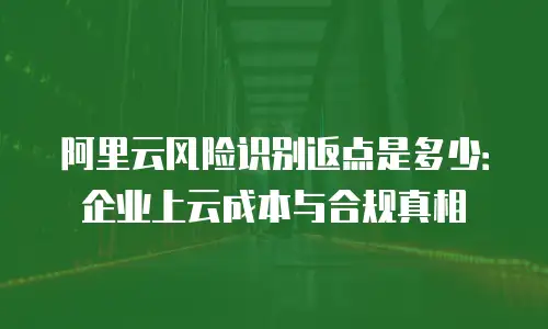 阿里云风险识别返点是多少：企业上云成本与合规真相