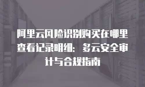 阿里云风险识别购买在哪里查看记录明细：多云安全审计与合规指南