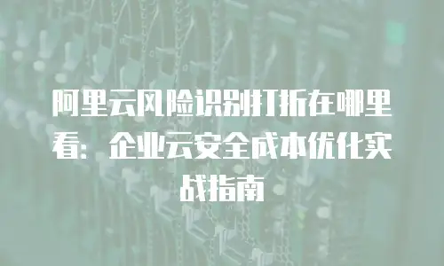 阿里云风险识别打折在哪里看：企业云安全成本优化实战指南