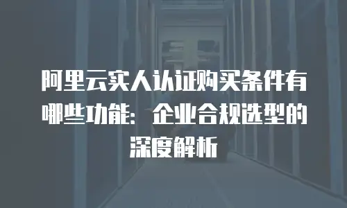 阿里云实人认证购买条件有哪些功能：企业合规选型的深度解析