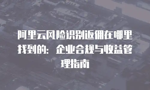 阿里云风险识别返佣在哪里找到的：企业合规与收益管理指南